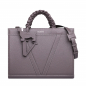 Preview: Handbag made of  calfskin with braided handles taupe